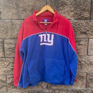 VINTAGE NFL New York Giants Quarter-Zip Fleece Pullover - Size Men's 3XL